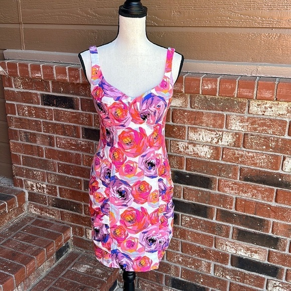 Nanette Lepore Designer Purple Orange Floral Print Sleeveless Dress Size 4 - Picture 1 of 7